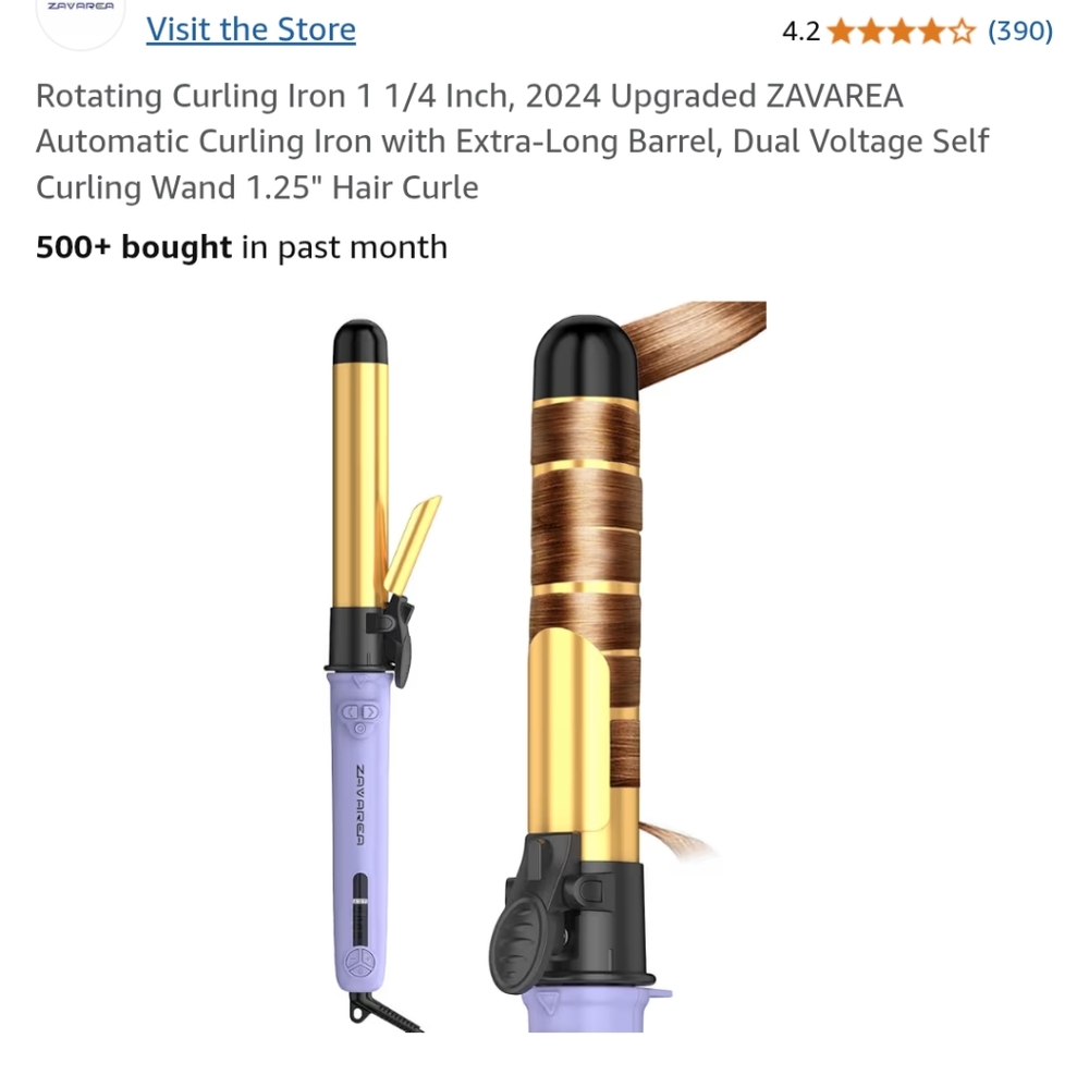 NWT Rotating Automatic Curling Iron Extra-Long Barrel Self Curling Wand 1.25"